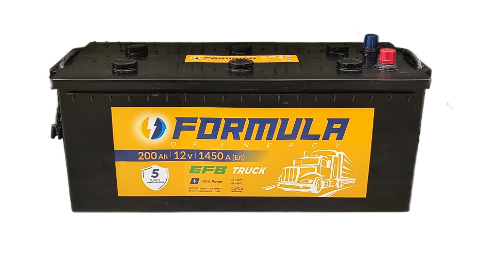 Акумулятор вантажний Formula of energy EFB 6СТ-200(3), 12B, 200Ah, 1450A, плюс ліворуч (L+) EFB, 513X223X218 мм (FEFB 200T3)